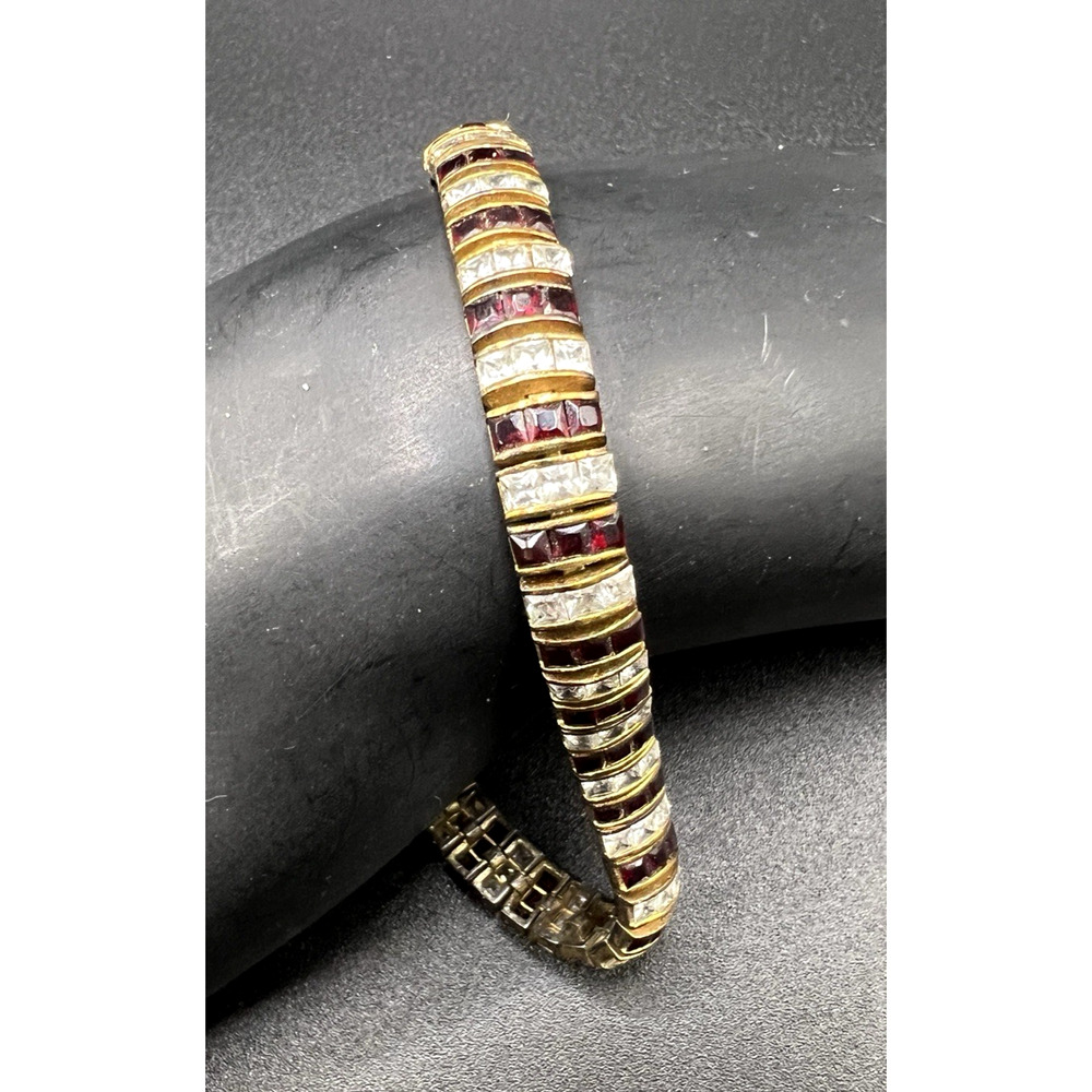 Designer DBJ Tennis Bracelet Sterling Silver Garnet CZ 925 Gold Vermeil 7"